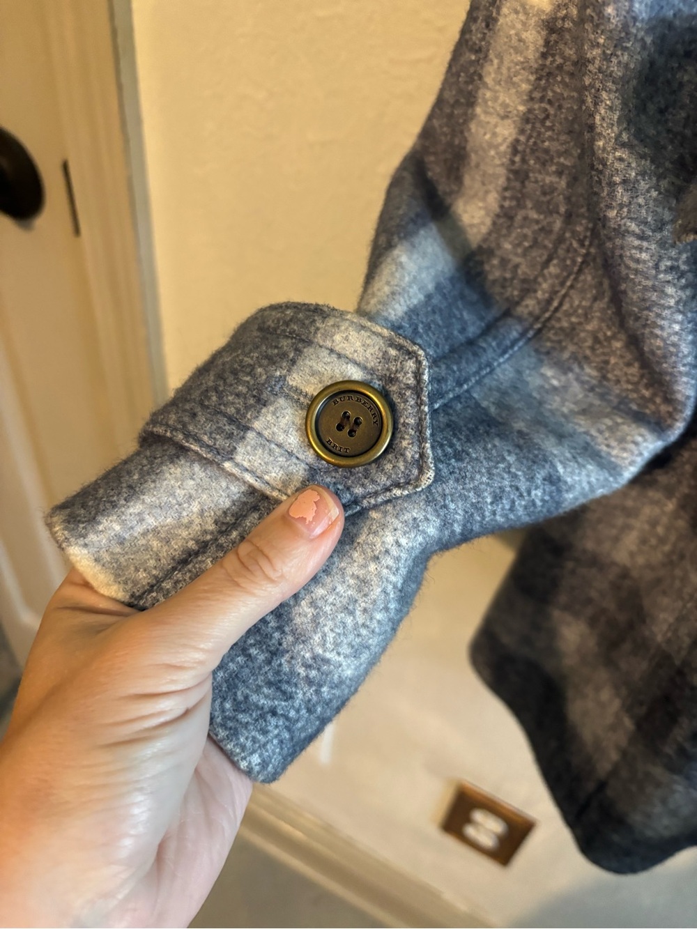 Burberry Women's Gray Plaid Belted Wool-Blend Coat - Picture 7 of 7